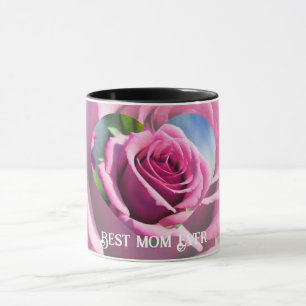 Den moderna samlingen Rosa ros med vackra vattenfä Mugg