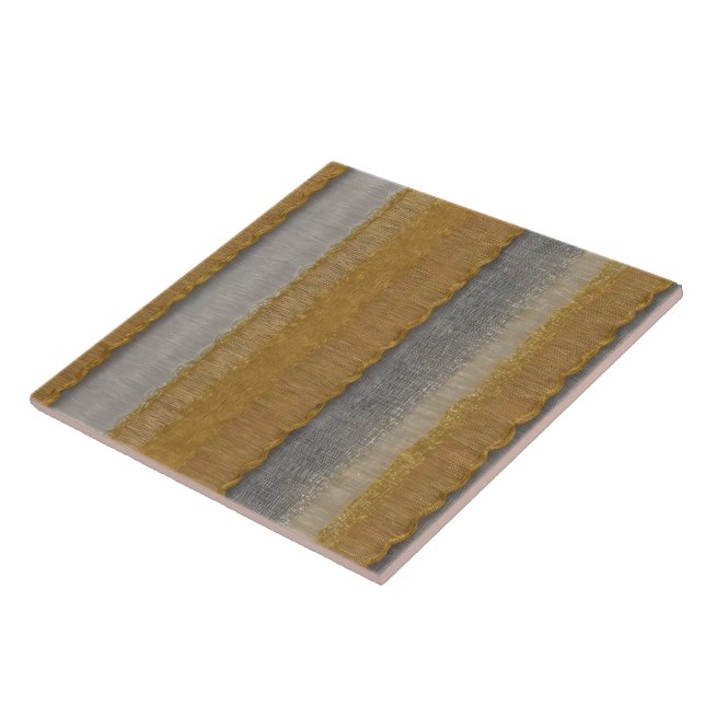 Den moderna samlingen Silver Guld Luxury Linen Str Kakelplatta (Sidan)