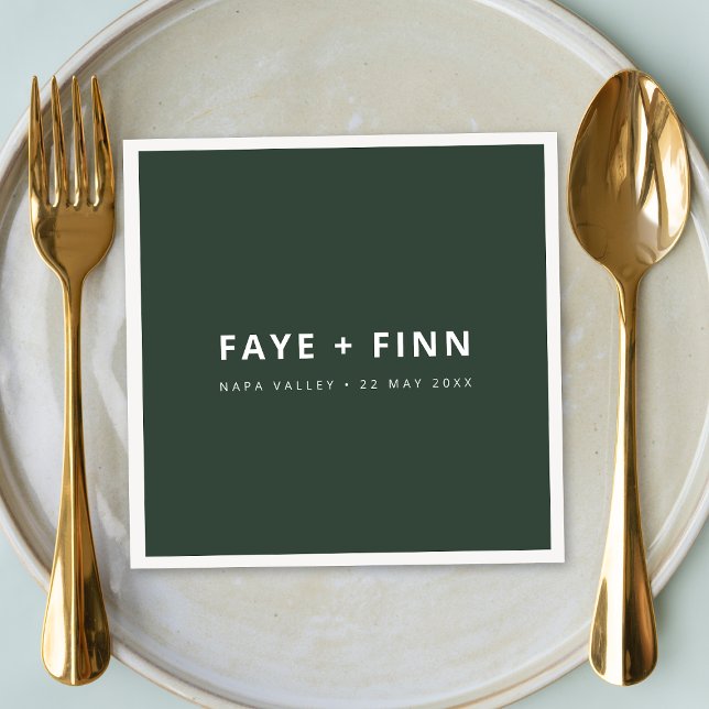 Den moderna Scandi Forest Grönt minimal Bröllop Bu Pappersservett (Skapare uppladdad)