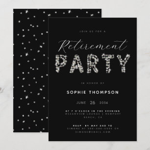 Den moderna Silver-Gnistran Glitter Pension Party Inbjudningar
