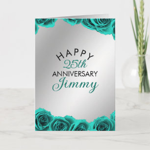 Den moderna Silver Teal Ro Make 25-årsjubileum Kort