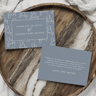 Den moderna skribenten Blue Oh Baby - enkelt babys Tack Kort