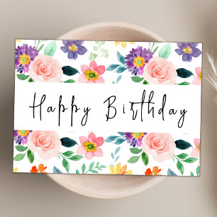 Den moderna skriften Watercolor Wildblomma Grattis Kort