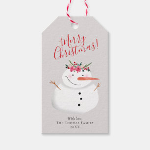 Den moderna Snögubbe-julkrassen och Guld-familjen Presentetikett