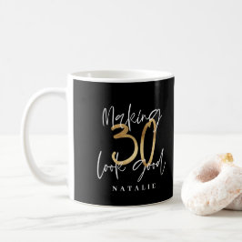 Den moderna snyggten Black and guld 30års födelsed Kaffemugg