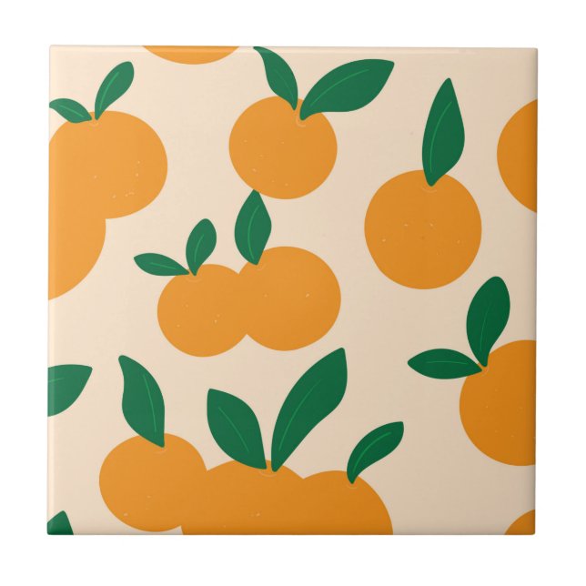 Den moderna Snyggten Citrus Fruit Orange Mönster Kakelplatta (Framsidan)