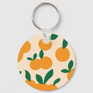 Den moderna Snyggten Citrus Fruit Orange Mönster Nyckelring