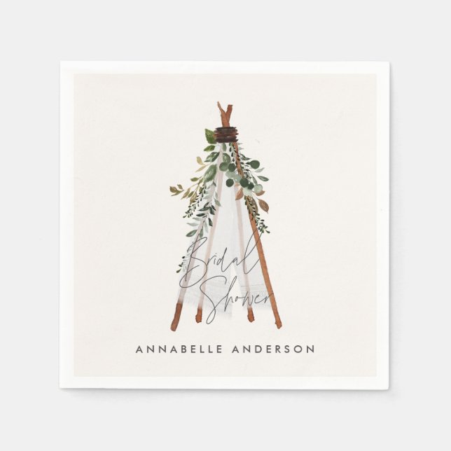 Den moderna snyggten för bladbohemiska bakgårdar pappersservett (Framsidan)