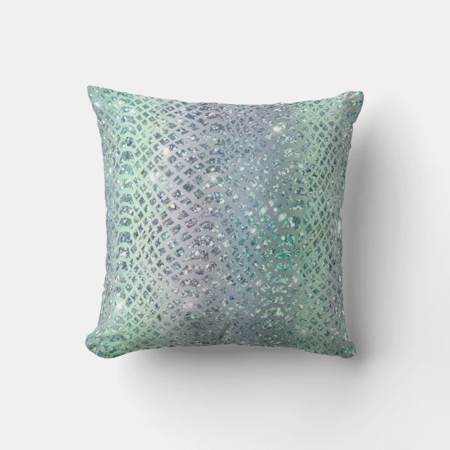 Den moderna Snyggten Girly Cute Sjöjungfru Glitter Kudde (Framsida)