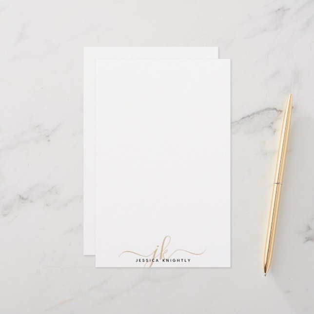 Den moderna Snyggten Guld Monogram Initialer minim (Fram/Back In Situ)