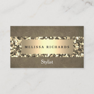 Den moderna Snyggten Guld & Sequin Makeup Artist Visitkort