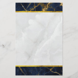 Den moderna Snyggten Navy Blue och Guld Marble Brevpapper