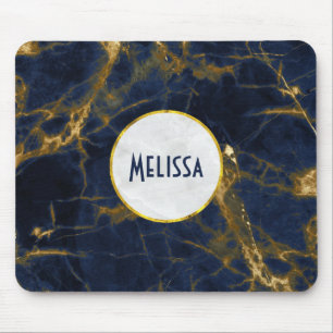 Den moderna Snyggten Navy Blue och Guld Marble Musmatta