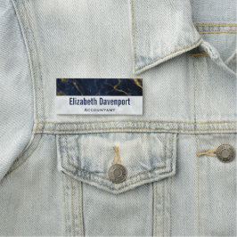 Den moderna Snyggten Navy Blue och Guld Marble Namnbricka