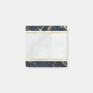Den moderna Snyggten Navy Blue och Guld Marble Post-it Block