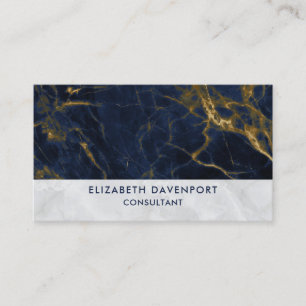 Den moderna Snyggten Navy Blue och Guld Marble Visitkort