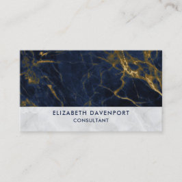 Den moderna Snyggten Navy Blue och Guld Marble Visitkort