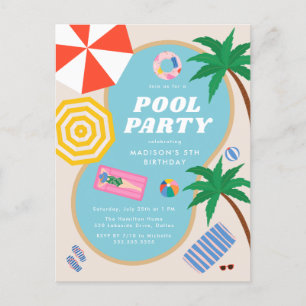 Den moderna sommardagen Bassäng Party i Swimming B Inbjudan Vykort