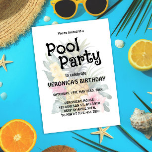 Den moderna sommardagen bassäng Party Inbjudningar