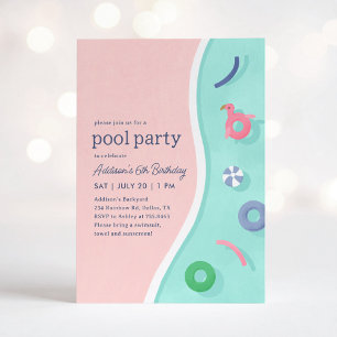 Den moderna sommardagen Bassäng Party Inbjudningar