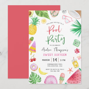 Den moderna sommardagen Bassäng Party, Sweet sixte Inbjudningar