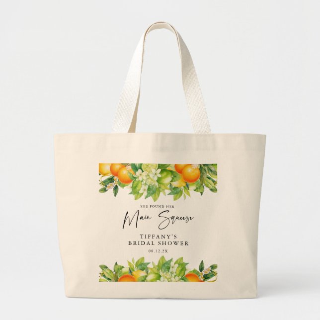 Den moderna sommarOrangen Citrus-Möhippan Lemon Jumbo Tygkasse (Framsidan)