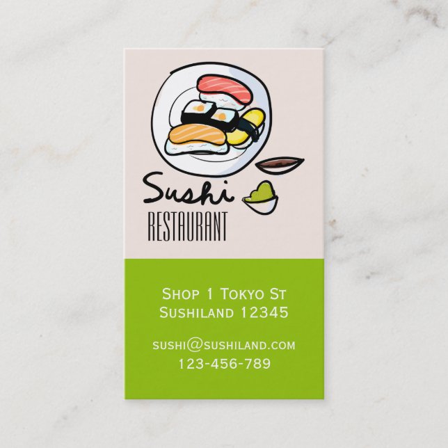 Den moderna Söta Sushi-restaurangen eller catering Visitkort (Framsida)