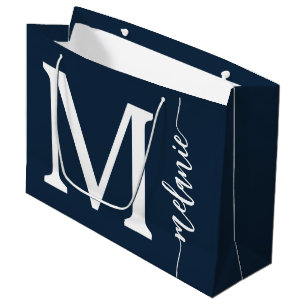 Den moderna stora versalen Monogram Namn-marinvit