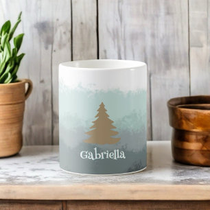 Den moderna stuckstugan namn teal ombre guld träd kaffemugg