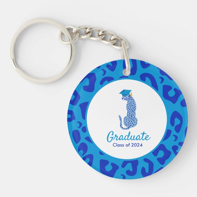 Den moderna Student Blue Leopard Acrylic Keychain (Framsidan)