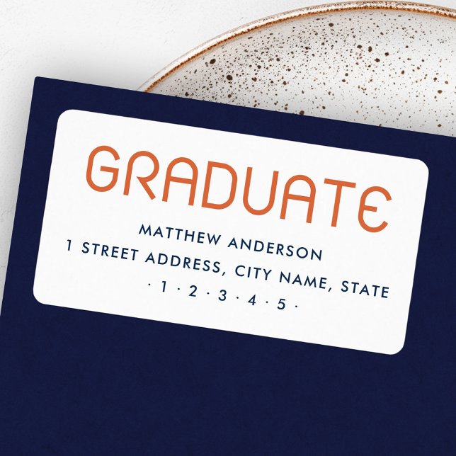Den moderna studenten student-returadressen adressetikett (Modern graduation graduate return address label)