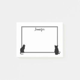 Den moderna svart katten silhouettes vitpersonlig post-it block