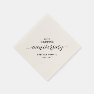 Den moderna svarta 30:e Bröllop-årsdagen Party Nap Pappersservett