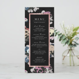 Den moderna svarta abstrakten blommigt bröllop meny