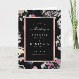 Den moderna svarta abstrakten blommigt bröllop program