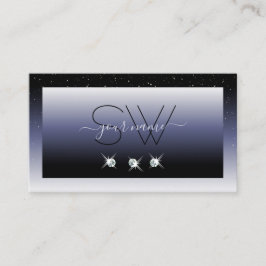 Den moderna svarta blå Gnistran judar i Initialer Visitkort