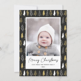 Den moderna Svarta havlösa Guld-vitskogen Gräs Trä Julkort