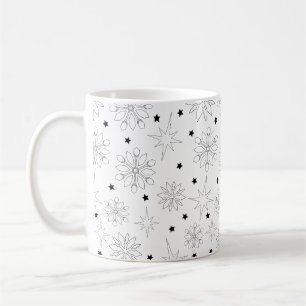Den moderna svarta och vita julen Mönster Kaffemugg