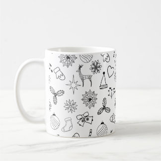 Den moderna svarta och vita julen Mönster Kaffemugg
