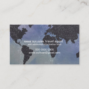 Den moderna svarta världskartan Travel i Agent Visitkort