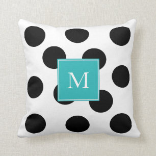 Den moderna svarten pricker randkrickamonogramen kudde