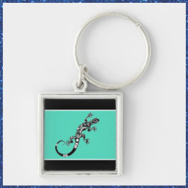 Den moderna sydvästra Grönten i Gecko-havet och Sv Fyrkantig Silverfärgad Nyckelring