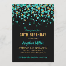 Den moderna Teal Guld Black Glitter Confetti-födel