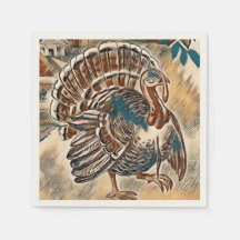 Den moderna Thanksgivingen Turkiet Napkins