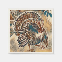 Den moderna Thanksgivingen Turkiet Napkins Pappersservett