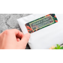 Den moderna tropiska Blommigten Guld Ram Hawaiians Returadress Etikett