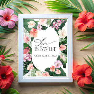 Den moderna tropiska Blommigten Kärlek är ett svet Poster
