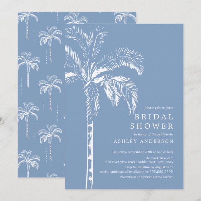 Den moderna tropiska Möhippan Handflatan Träd Inbjudningar (Fram/baksida)