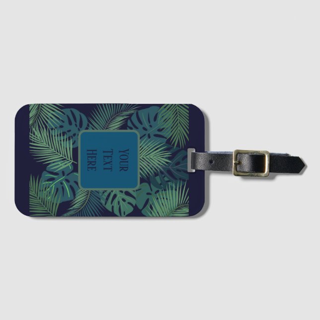 Den moderna tropiska mörken handflatan löv contemp bagagebricka (Framsida horisontal)