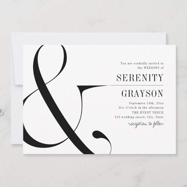 Den moderna typografiska eleganten bröllop inbjudningar (Framsida)
